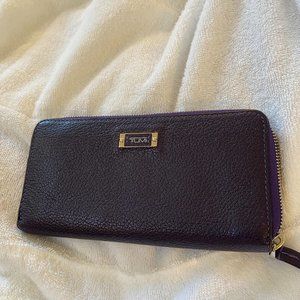 Tumi purple leather wallet